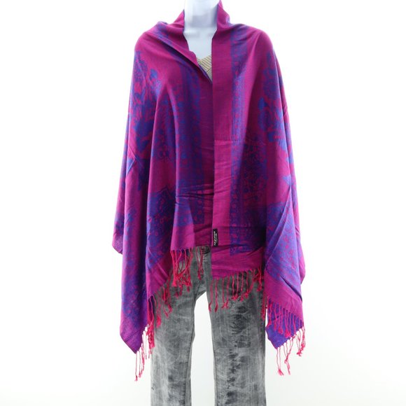 Pashmina 100% Cashmere Wrap β’ Reversable β’ Pink Purple β’ 74x28 - Picture 6 of 13